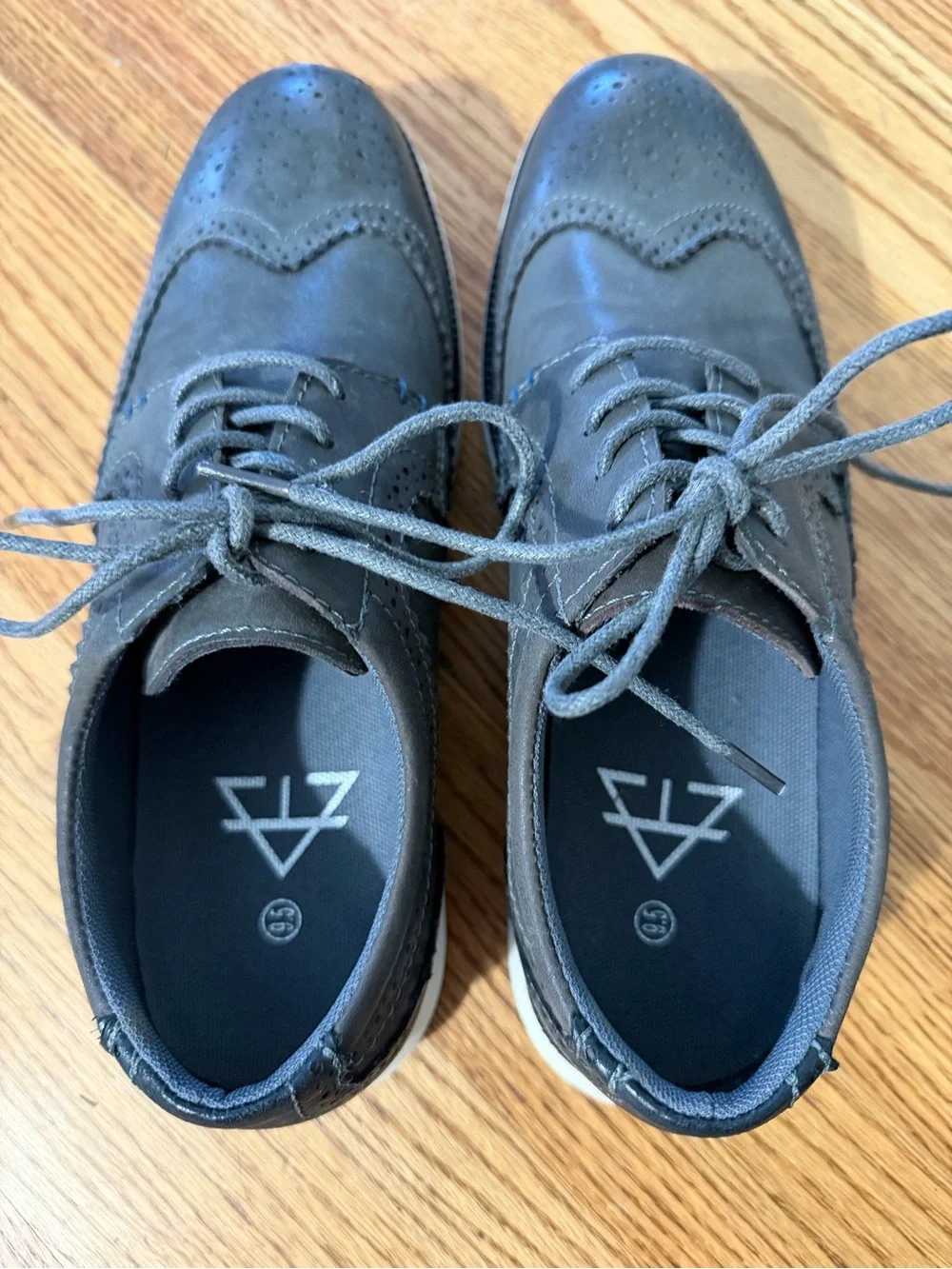 Men's Gray Wingtip Derby Oxfords - Casual Comfort